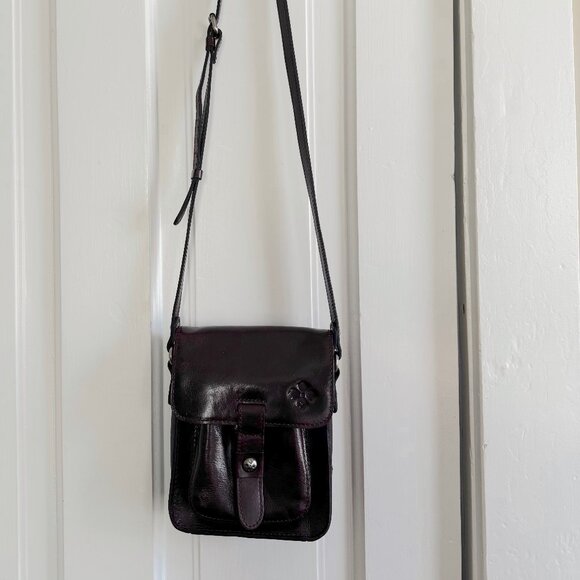 Patricia Nash Lari Small Plum Distressed Leather Crossbody Purse - Picture 12 of 12